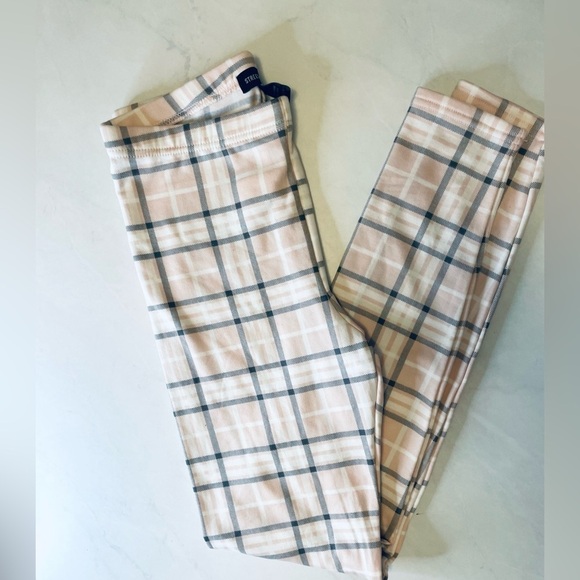 NEW Plush Soft Legging Set of Two | Beige Plaid and Fair Isle Pattern NWT - Picture 3 of 7